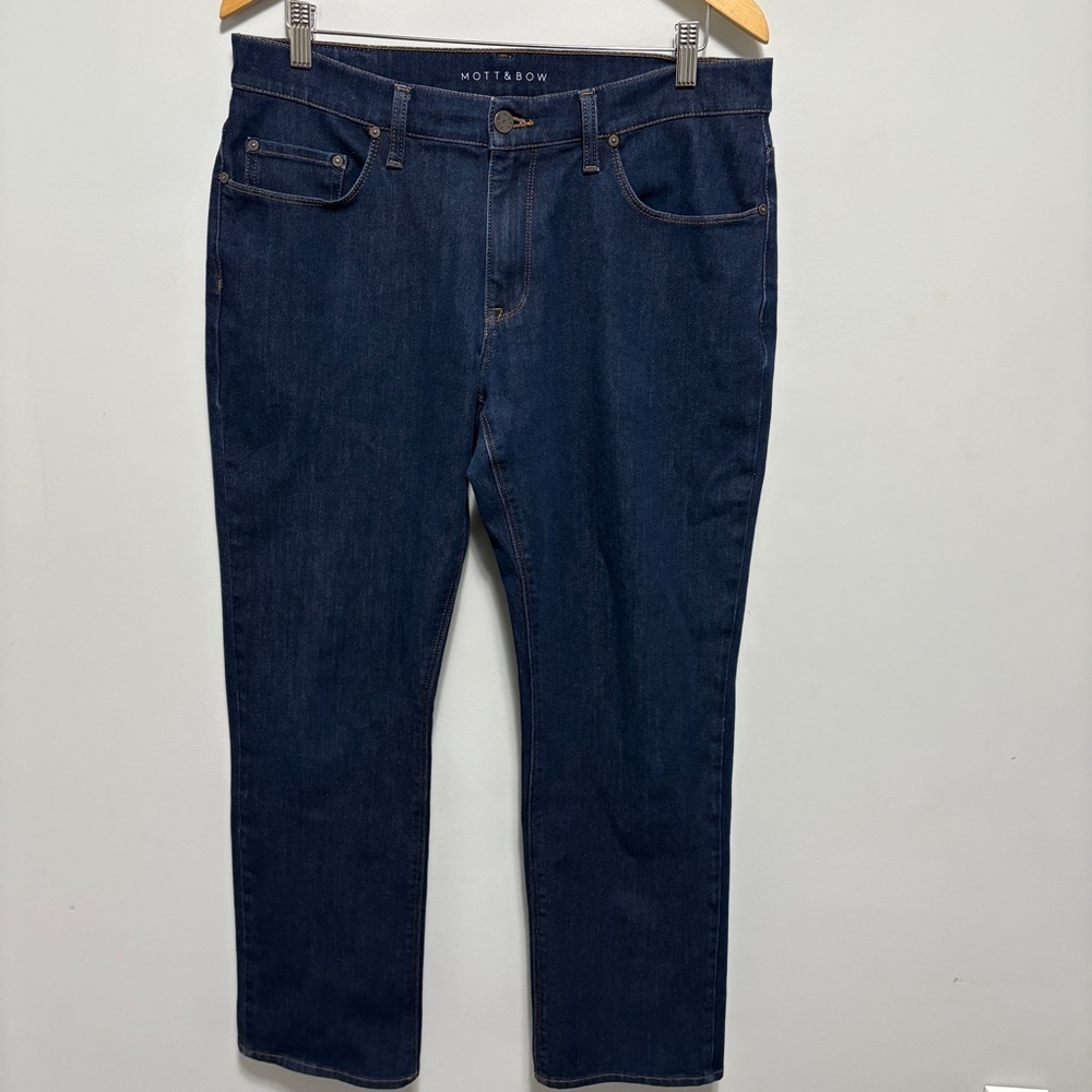 Mott & Bow Jeans Mens 34 (34x29) Blue Straight Broome Resin Dark Wash Denim